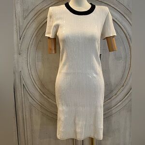 Michael Kors NWT White/Cream/Black Sequin Design Dress